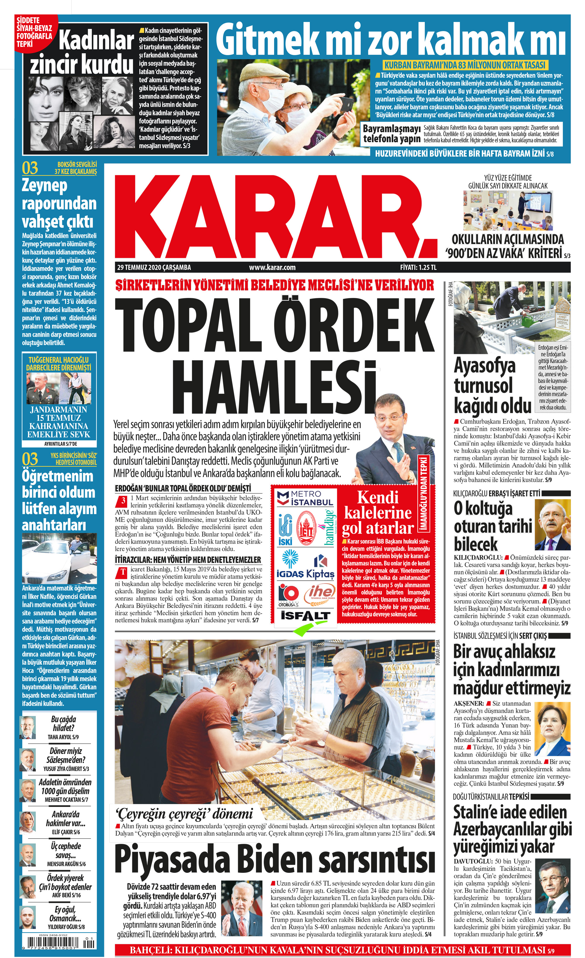 karar manşet 28 temmuz