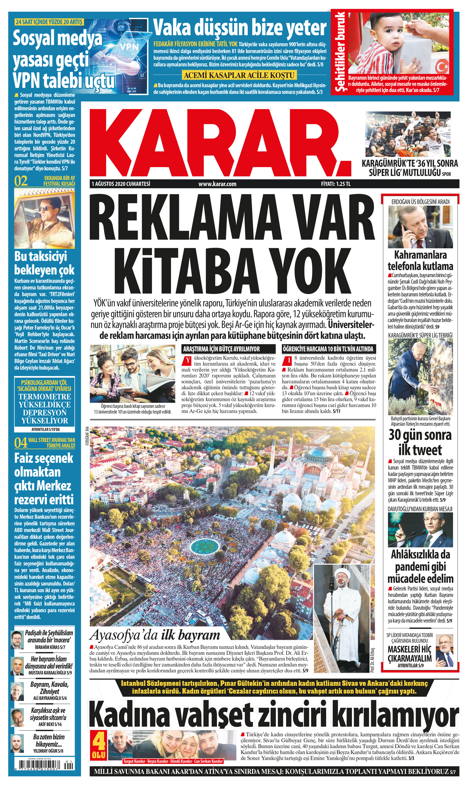 karar manşet 1 ağustos